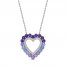Vibrant Shades Amethyst, Tanzanite, White Lab-Created Sapphire Heart Necklace Sterling Silver 18"