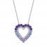 Vibrant Shades Amethyst, Tanzanite, White Lab-Created Sapphire Heart Necklace Sterling Silver 18"