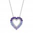 Vibrant Shades Amethyst, Tanzanite, White Lab-Created Sapphire Heart Necklace Sterling Silver 18"