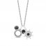 Disney Treasures Mickey Mouse Black & White Diamond Necklace 1/8 ct tw Round-cut Sterling Silver 17"