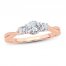 3-Stone Diamond Engagement Ring 3/4 ct tw Round-cut 14K Rose Gold