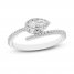Forever Connected Diamond Ring 1/3 ct tw Pear/Round 10K White Gold