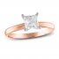 Diamond Solitaire Engagement Ring 1 ct tw Princess-Cut 10K Rose Gold