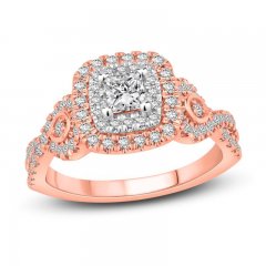 Diamond Engagement Ring 1 ct tw Princess/Round 14K Two-Tone Gold