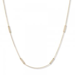 Rectangle Station Necklace 14K Yellow Gold 16"-18" Adjustable