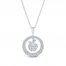 Diamond Best Teacher Necklace 1/6 ct tw Round/Baguette 10K White Gold 18"