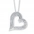 Diamond Heart Necklace 1/4 ct tw Round-cut Sterling Silver