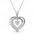 Lab-Created Opal & White Lab-Created Sapphire Heart Necklace Sterling Silver 18"