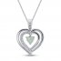 Lab-Created Opal & White Lab-Created Sapphire Heart Necklace Sterling Silver 18"