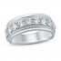 Men's Diamond Wedding Band 2 ct tw Round-cut 10K White Gold