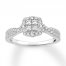 Diamond Engagement Ring 3/4 ct tw Princess/Round 14K White Gold