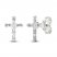 Diamond Cross Stud Earrings 1/5 ct tw Round/Baguette 10K White Gold