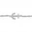 Diamond Anchor Anklet 1/20 ct tw Round-cut Sterling Silver