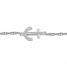 Diamond Anchor Anklet 1/20 ct tw Round-cut Sterling Silver