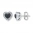 Black/White Diamond Heart Earrings 1/4 ct tw Sterling Silver