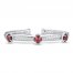 Garnet Braided Cuff Bracelet Sterling Silver