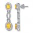 Citrine Drop Earrings Diamond Accents Sterling Silver