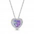 Lavender Lab-Created Opal & White Lab-Created Sapphire Heart Necklace Sterling Silver 18"