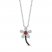 Disney Treasures Minnie Mouse Garnet, Black & White Diamond Flower Necklace 1/10 ct tw Round-Cut Sterling Silver 17"