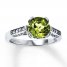 Peridot Ring 1/10 ct tw Diamonds 10K White Gold