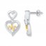 Diamond Heartbeat Earrings Sterling Silver/10K Gold