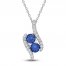 Blue/White Lab-Created Sapphire Two-Stone Necklace Sterling Silver 18"