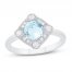 Aquamarine Ring Lab-Created White Sapphires Sterling Silver