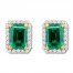 Lab-Created Emerald Earrings 1/4 ct tw Diamonds 10K Yellow Gold