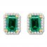 Lab-Created Emerald Earrings 1/4 ct tw Diamonds 10K Yellow Gold