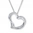 Heart Necklace 1/6 ct tw Diamonds 10K White Gold