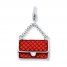 Red Purse Charm Enamel & Crystal Accent Sterling Silver