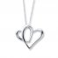 Mother Part of My Heart Double Heart Necklace Sterling Silver