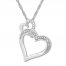 Diamond Heart Necklace Sterling Silver