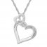 Diamond Heart Necklace Sterling Silver