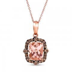 Le Vian Morganite Neckalce 1/3 ct tw Diamonds 14K Strawberry Gold