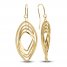 Oval Twist Dangle Earrings 14K Yellow Gold