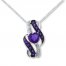 Amethyst Heart Necklace Diamond Accents Sterling Silver