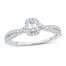 Diamond Engagement Ring 3/4 ct tw Emerald/Round 14K White Gold