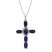 Blue & White Lab-Created Sapphire Cross Necklace Sterling Silver 18"