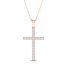 Diamond Cross Necklace 1/2 ct tw Round-Cut 10K Rose Gold 18"