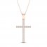 Diamond Cross Necklace 1/2 ct tw Round-Cut 10K Rose Gold 18"