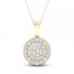 Multi-Diamond Necklace 1 ct tw Round-Cut 10K Yellow Gold 18"