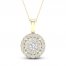 Multi-Diamond Necklace 1 ct tw Round-Cut 10K Yellow Gold 18"