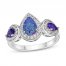 Lavender Lab-Created Opal/White Lab-Created Sapphire/Amethyst Ring Sterling Silver