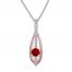 Lab-Created Ruby Necklace Sterling Silver/10K Rose Gold