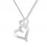 Heart Necklace Diamond Accents 10K White Gold