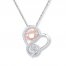 Cat/Heart Necklace 1/20 ct tw Diamonds Sterling Silver/10K Gold