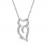 Diamond Owl Necklace 1/10 ct tw Round-cut 10K White Gold