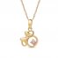 Children's Minnie Mouse Pink Cubic Zirconia Necklace 14K Yellow Gold 13"