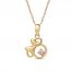 Children's Minnie Mouse Pink Cubic Zirconia Necklace 14K Yellow Gold 13"